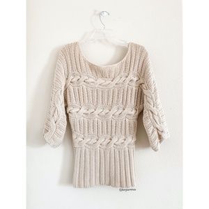 BEBE Chamomile Dolman Sleeve Cable Knit Sweater S
